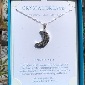 Druzy moon necklace